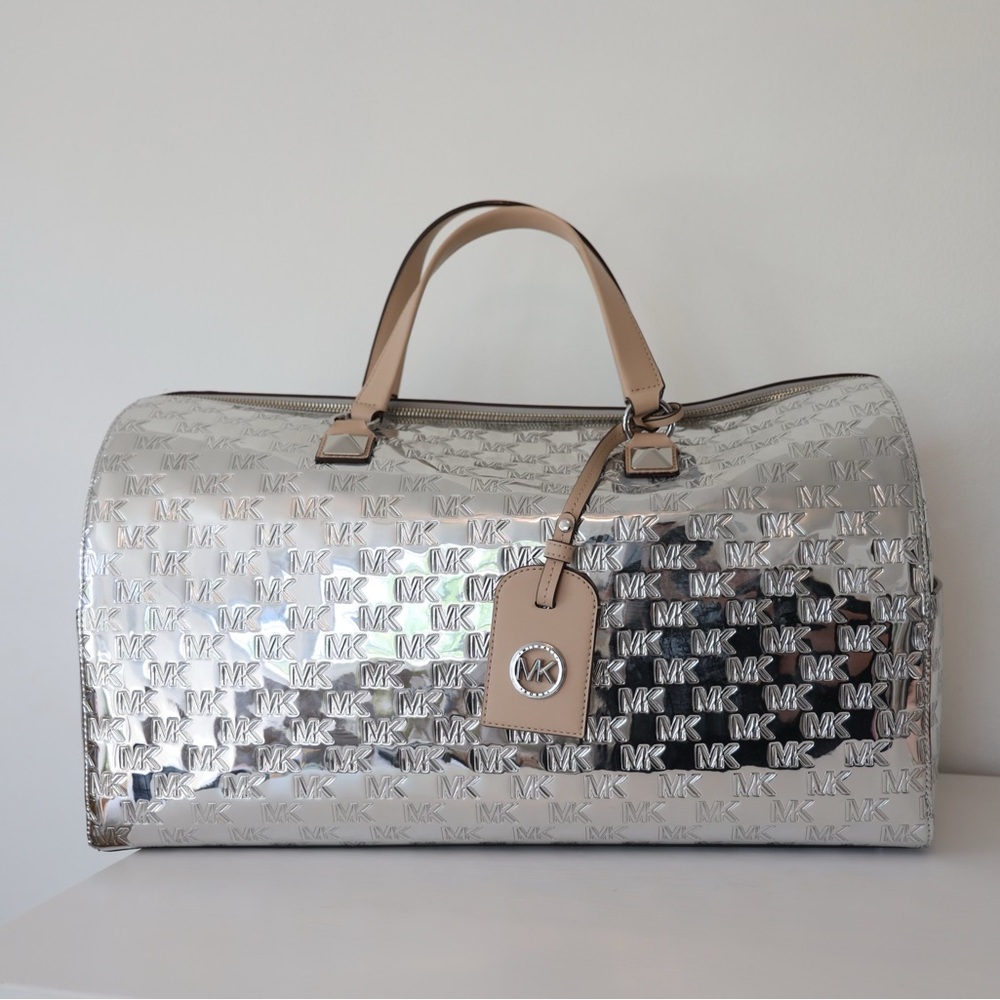 Michael Kors Grayson XL Logo Embossed Patent Weekender Bag $598 NWT Packed